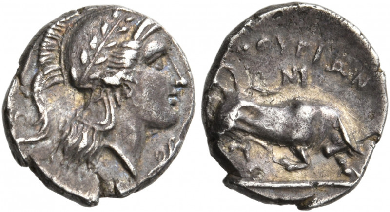 LUCANIA. Thurium. Circa 350-300 BC. Triobol (Silver, 11 mm, 1.09 g, 10 h), struc...