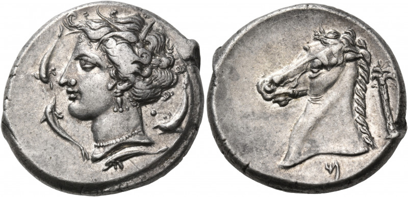 SICILY. Unlocated Punic mint. Circa 350-300 BC. Tetradrachm (Silver, 26.5 mm, 16...