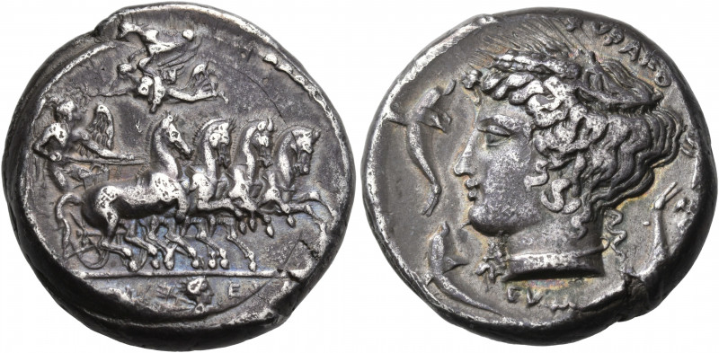 SICILY. Syracuse. Second Democracy, 466-405 BC. Tetradrachm (Silver, 24 mm, 17.0...