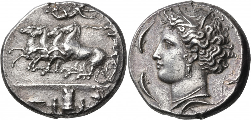 SICILY. Syracuse. Second Democracy, 466-405 BC. Dekadrachm (Silver, 36 mm, 42.56...