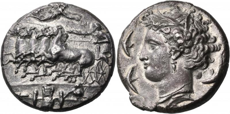 SICILY. Syracuse. Dionysios I, 405-367 BC. Dekadrachm (Silver, 34 mm, 42.12 g, 5...