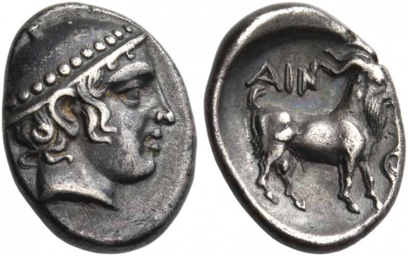 THRACE. Ainos. Circa 429-427/6 BC. Diobol (Silver, 12 mm, 1.26 g, 6 h). Head of ...