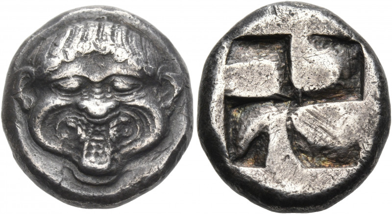 MACEDON. Neapolis. Circa 500-480 BC. Stater (Silver, 20 mm, 9.01 g). Gorgoneion ...