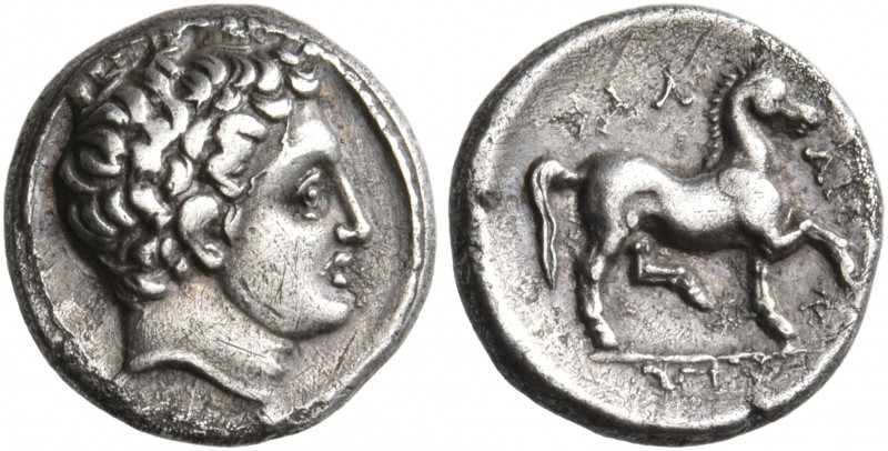 THESSALY. Phalanna. Circa 360-340 BC. Trihemiobol (Silver, 11 mm, 1.23 g, 3 h). ...