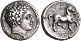 THESSALY. Phalanna. Circa 360-340 BC. Trihemiobol (Silver, 11 mm, 1.23 g, 3 h). Youthful male head to right with short, curly hair, perhaps Peloros (?...