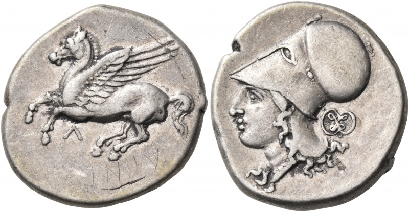 AKARNANIA. Leukas. Circa 350-320 BC. Stater (Silver, 22 mm, 8.55 g, 3 h). Λ Pega...