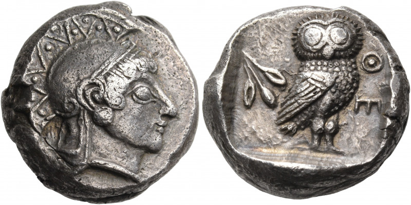 ATTICA. Athens. Circa 500-490 BC. Tetradrachm (Silver, 21 mm, 17.24 g, 2 h). Hea...