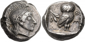 ATTICA. Athens. Circa 500-490 BC. Tetradrachm (Silver, 21 mm, 17.24 g, 2 h). Head of Athena to right, wearing crested Attic helmet, a simple necklace ...