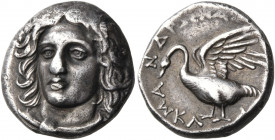 IONIA. Klazomenai. Circa 370-360 BC. Drachm (Silver, 16 mm, 4.02 g, 12 h), struck under the magistrate Mandronax. Laureate head of Apollo facing, turn...