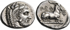 CYPRUS. Salamis. Evagoras I, circa 411-374 BC. Stater (Silver, 24.5 mm, 10.85 g, 11 h). ' E u fa go ro ', ( in Cypriot syllabic script ) Head of beard...