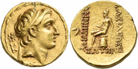 SELEUKID KINGS OF SYRIA. Demetrios I Soter, 162-150 BC. Stater (Gold, 18.5 mm, 8.61 g, 9 h), Ekbatana, circa 152. Diademed head of Demetrios to right;...