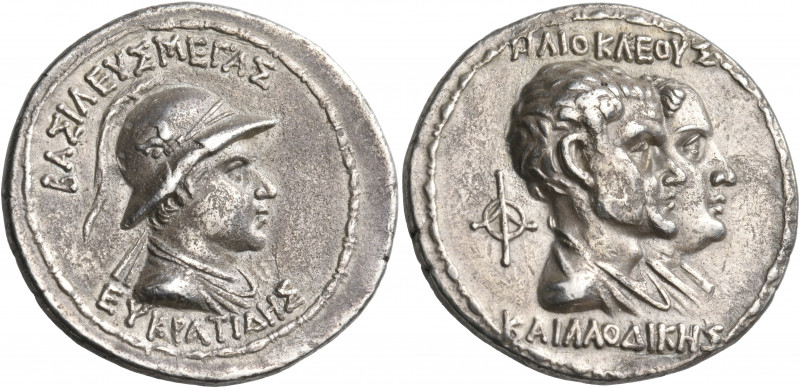 BAKTRIA, Greco-Baktrian Kingdom. Eukratides I, circa 170-145 BC. Tetradrachm (Si...