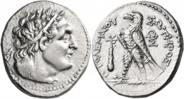 PTOLEMAIC KINGS OF EGYPT. Ptolemy IV Philopator, 225-205 BC. Tetradrachm (Silver, 28.5 mm, 14.14 g, 12 h), Tyre. Diademed head of Ptolemy I to right, ...