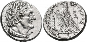 PTOLEMAIC KINGS OF EGYPT. Ptolemy IV Philopator, 225-205 BC. Tetradrachm (Silver, 26 mm, 14.03 g, 12 h), Tyre. Diademed bust of Ptolemy I to right, we...
