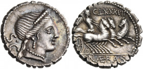 C. Naevius Balbus, 79 BC. Denarius Serratus (Silver, 18 mm, 3.88 g, 6 h), Rome. S · C Diademed head of Venus to right, wearing pendant earring and pea...