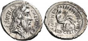 C. Memmius C.f, 56 BC. Denarius (Silver, 20 mm, 3.72 g, 5 h), Rome. C.MEMMI C.F. - QVIRINVS Laureate and bearded head of Quirinus to right. Rev. MEMMI...