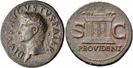 Divus Augustus, died AD 14. As (Copper, 30 mm, 11.17 g, 5 h), struck under Tiberius, Rome, 22/3-30. DIVVS AVGVSTVS PATER Radiate head of Augustus to l...