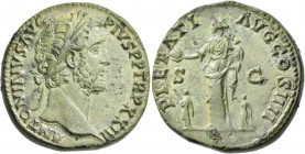 Antoninus Pius, 138-161. Sestertius (Orichalcum, 31 mm, 24.65 g, 11 h), Rome, 159-160. ANTONINVS AVG PIVS P P TR P XXIII Laureate head of Antoninus Pi...
