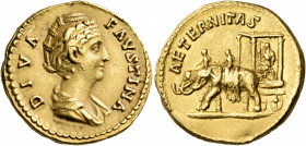 Diva Faustina Senior, died 140/1. Aureus (Gold, 20 mm, 6.96 g, 6 h), Rome, c. 150-154. DIVA FAVSTINA Draped bust of Faustina to right. Rev. AETERNITAS...