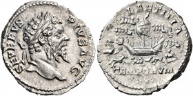 Septimius Severus, 193-211. Denarius (Silver, 20 mm, 3.38 g, 6 h), Rome, 204-206. SEVERVS PIVS AVG Laureate head of Septimius Severus to right. Rev. L...