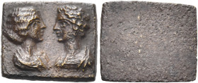 Early Severan, Circa 200-220. Relief Bezel (Bronze, 12 x 11 mm, 1.05 g), an oblong ring bezel with two portraits shown vis-à-vis, perhaps originally g...