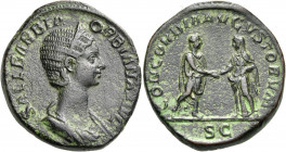 Orbiana, Augusta, 225-227, wife of Severus Alexander. Sestertius (Orichalcum, 31 mm, 20.55 g, 12 h), celebrating the marriage of Severus Alexander and...