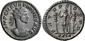 Probus, 276-282. Antoninianus (Billon, 21.5 mm, 5.42 g, 5 h), Rome, E = 5th officina, 276. IMP C M AVR PROBVS AVG Radiate and cuirassed bust of Probus...