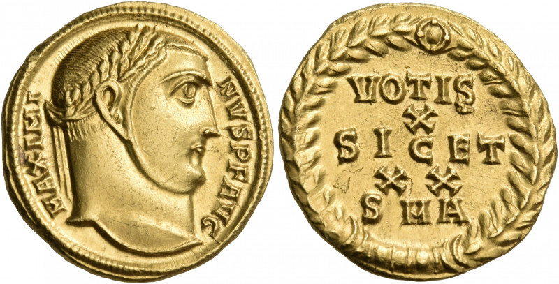 Maximinus II, 310-313. Aureus (Gold, 19.5 mm, 5.33 g, 11 h), Antioch, 311. MAXIM...