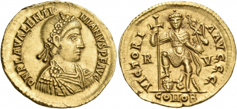 Valentinian III, 425-455. Solidus (Gold, 21 mm, 4.43 g, 6 h), Ravenna, 430-445. ...