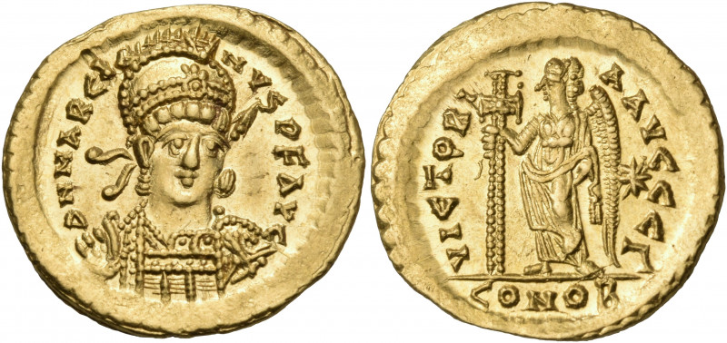 Marcian, 450-457. Solidus (Gold, 20 mm, 4.48 g, 6 h), Constantinople, Γ = 3rd of...