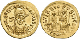 Leo II, with Zeno, 474. Solidus (Gold, 20 mm, 4.49 g, 6 h), Constantinople, H = 8th officina. DN LEO ET Z-ENO P P AVG Helmeted, diademed and cuirassed...