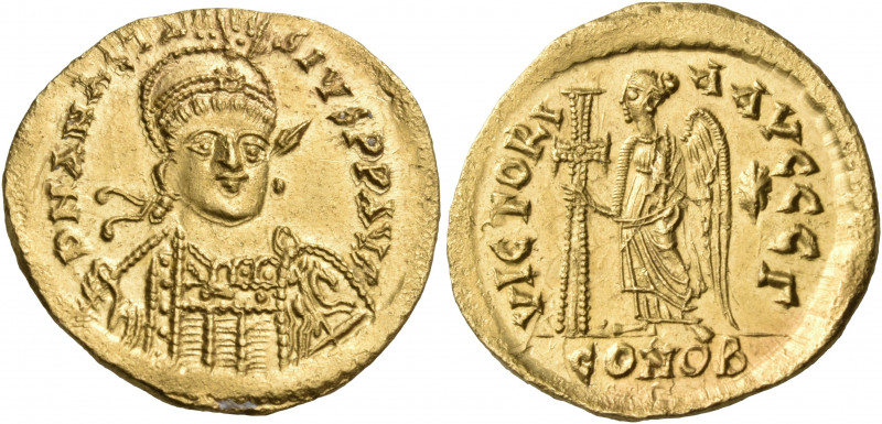 Anastasius I, 491-518. Solidus (Gold, 21 mm, 4.50 g, 6 h), Constantinople, Γ = 3...