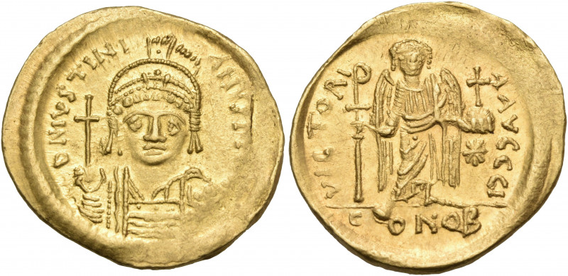 Justinian I, 527-565. Solidus (Gold, 21.5 mm, 4.49 g, 7 h), Constantinople, I = ...