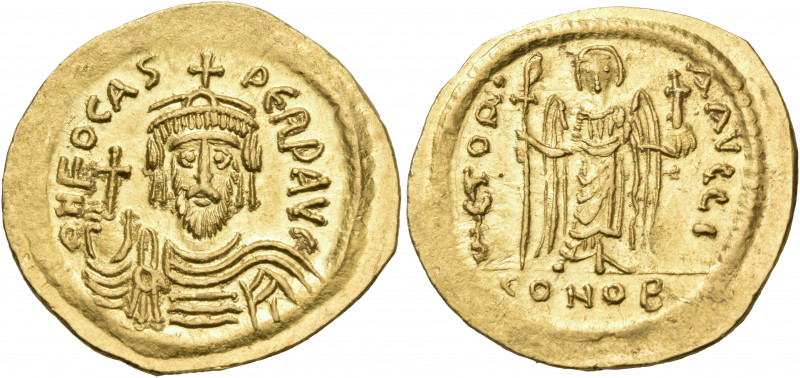 Phocas, 602-610. Solidus (Gold, 22 mm, 4.38 g, 7 h), Constantinople, I = 10th of...
