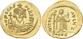 Phocas, 602-610. Solidus (Gold, 21.5 mm, 4.47 g, 7 h), Constantinople, Z = 7th officina, 607-610. d N FOCAS PERP AVI Draped and cuirassed bust of Phoc...