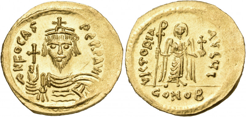 Phocas, 602-610. Solidus (Gold, 21 mm, 4.34 g, 7 h), Constantinople, I = 10th of...