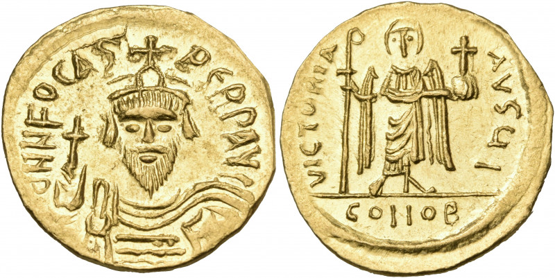 Phocas, 602-610. Solidus (Gold, 20 mm, 4.32 g, 7 h), Constantinople, I = 10th of...