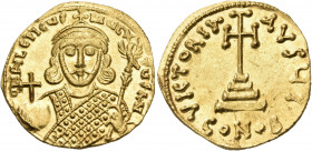Philippicus (Bardanes), 711-713. Solidus (Gold, 20.5 mm, 4.22 g, 7 h), Constantinople, I = 10th officina. d N FILEPICЧS MЧL-TЧS AN Crowned bust of Phi...