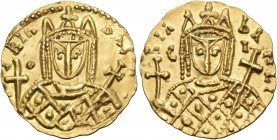 Irene, 797-802. Solidus (Gold, 20.5 mm, 3.90 g, 6 h), Syracuse, 798-802. EIRIN bASILISI Crowned bust of Irene facing, wearing loros and holding a glob...