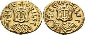 Theophilus, 829-842. Solidus (Gold, 16 mm, 3.90 g, 6 h), Syracuse, 831-842. ΘЄOFILOS Crowned facing bust of Theophilus, wearing loros, holding cross p...