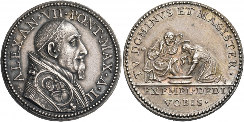 ITALY, Papal States. Rome. Alexander VII (Fabio Chigi), 1655-1667. Medal (Silver...