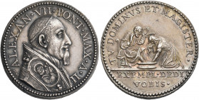 ITALY, Papal States. Rome. Alexander VII (Fabio Chigi), 1655-1667. Medal (Silver, 30 mm, 15.57 g, 12 h), on the washing of the feet on Maundy Thursday...