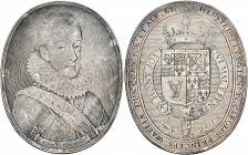 ENGLAND. Charles I, as Prince of Wales, 1616-1625, 1616. Medal (Silver, 55.5x43 mm, 11.41 g, 12 h), oval medal, in imitation of engraving, signed by S...