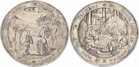 THE DUTCH REPUBLIC. Uncertain city. Mid to late 17th century. Marriage Medal (Silver, 63 mm, 49.57 g, 12 h). De Hern met godt In frou verbindt - Altyt...