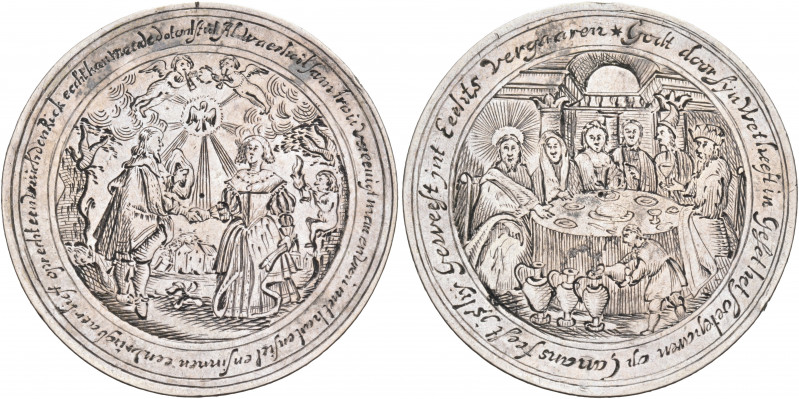 THE DUTCH REPUBLIC. Uncertain city. Circa 1660s. Marriage Medal (Silver, 46 mm, ...