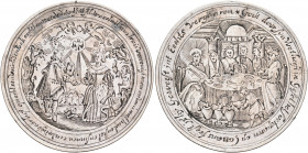 THE DUTCH REPUBLIC. Uncertain city. Circa 1660s. Marriage Medal (Silver, 46 mm, 23.78 g, 12 h). On the left, young man in formal dress standing right ...