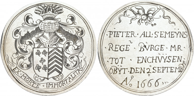 THE DUTCH REPUBLIC, West-Friesland. Enkhuizen. 1666. Medal (Silver, 55 mm, 32.24...