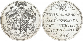 THE DUTCH REPUBLIC, West-Friesland. Enkhuizen. 1666. Medal (Silver, 55 mm, 32.24 g, 12 h), engraved by an unknown artist, on the death of Pieter Aller...