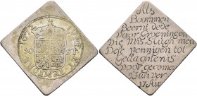 THE DUTCH REPUBLIC. Groningen. 1672. Obsidional 50 Sols (Silver, 33x35 mm, 28.40 g, 12 h), struck in commemoration of Groningen's successful resistanc...