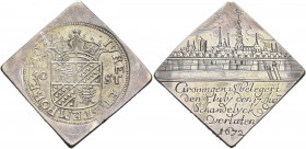 THE DUTCH REPUBLIC. Groningen. 1672. Obsidional 50 Sols (Silver, 34x39 mm, 28.66 g, 12 h), struck in commemoration of Groningen's successful resistanc...